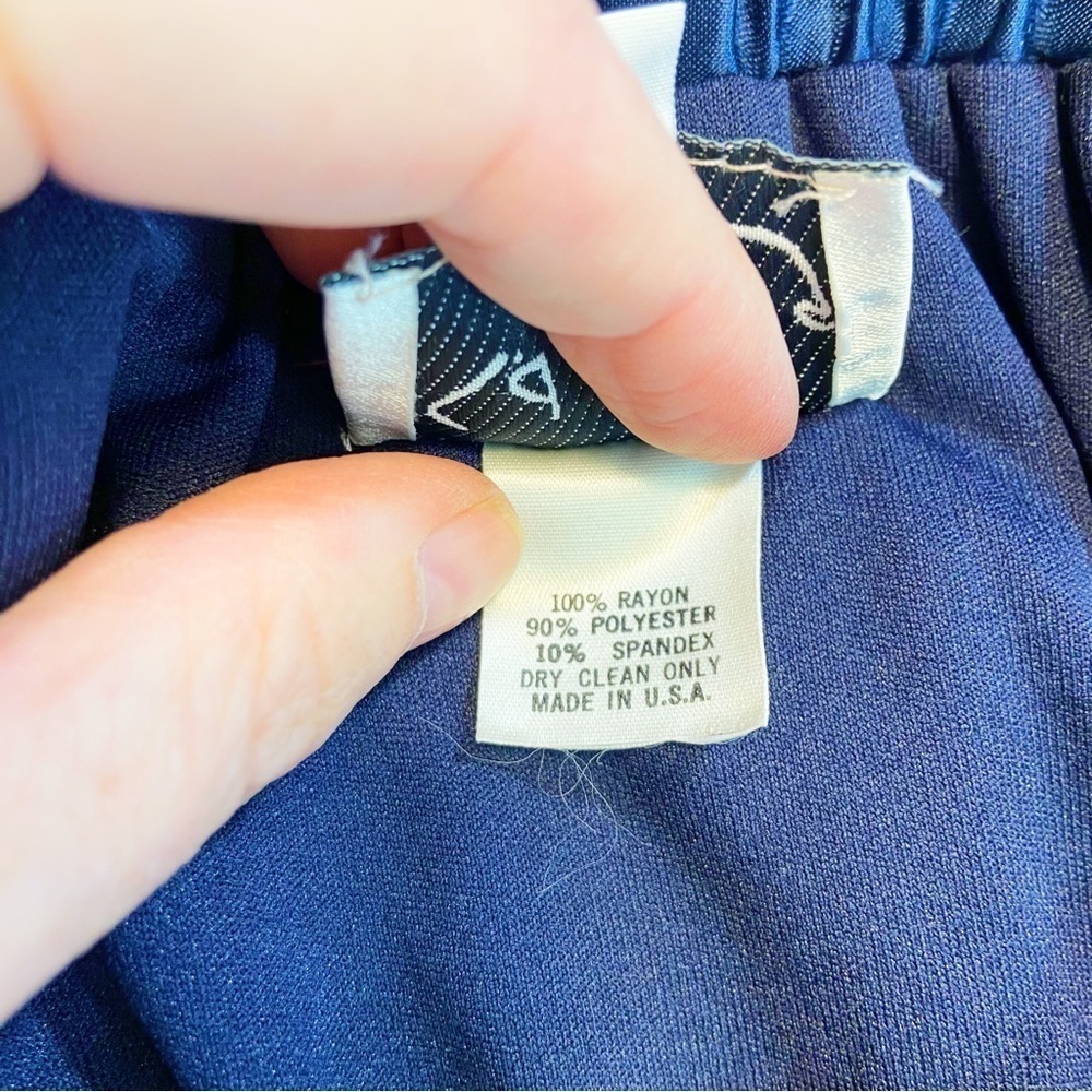 Kd Spring Vintage Rayon Blue Patchwork Velvet Hem… - image 7